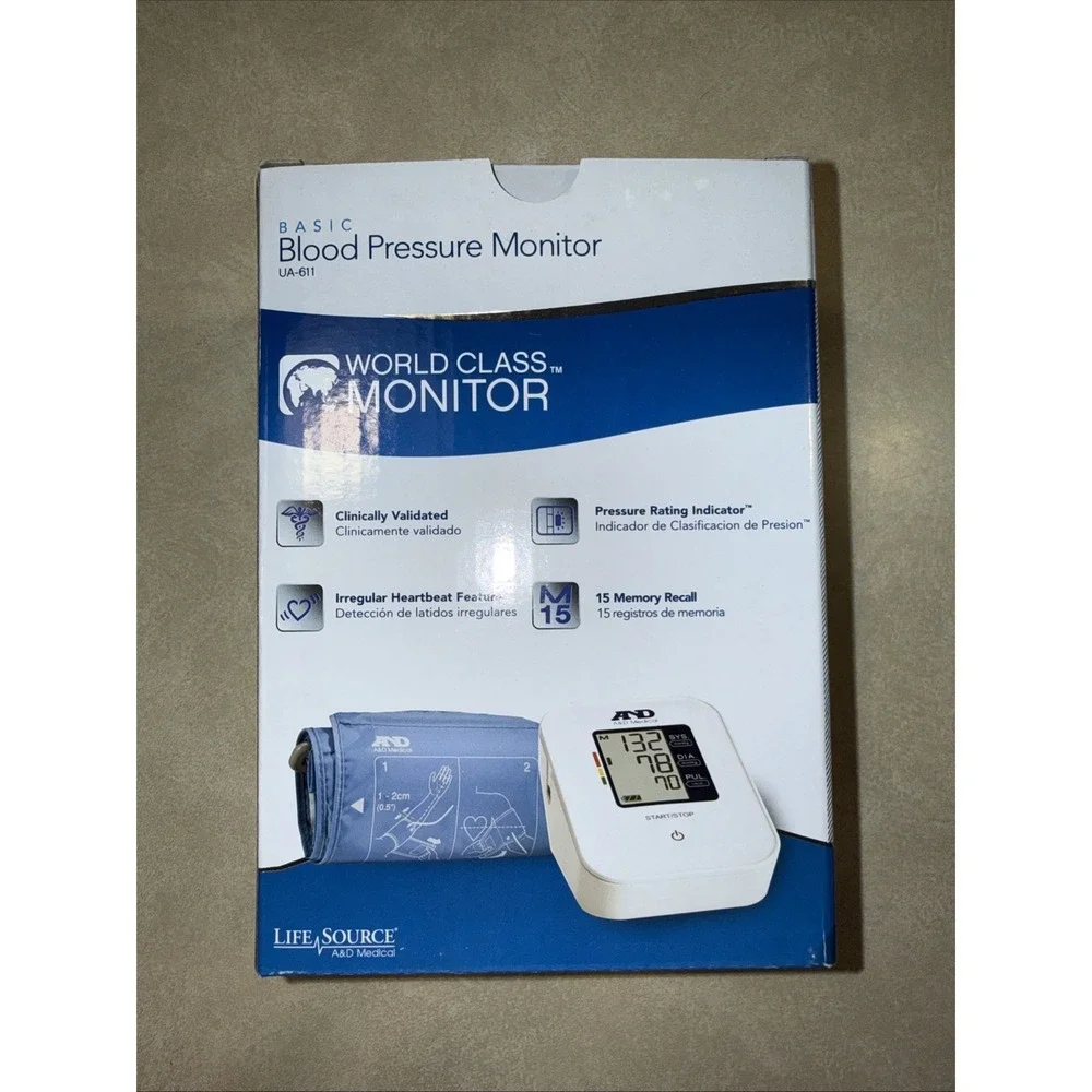 A&D Medical Essential Digital Blood Pressure Monitor Upper Arm NEW in Box UA-611